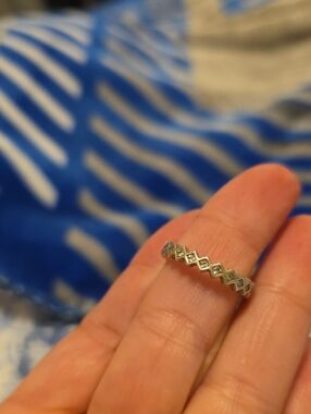 Pandora 54 Sterling Silver Geometric Stackable Ring - Silver